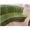 Image 3 : 8' Long Vintage Curved Green Leatherette Banquete Bench - Upholstery needs a little love