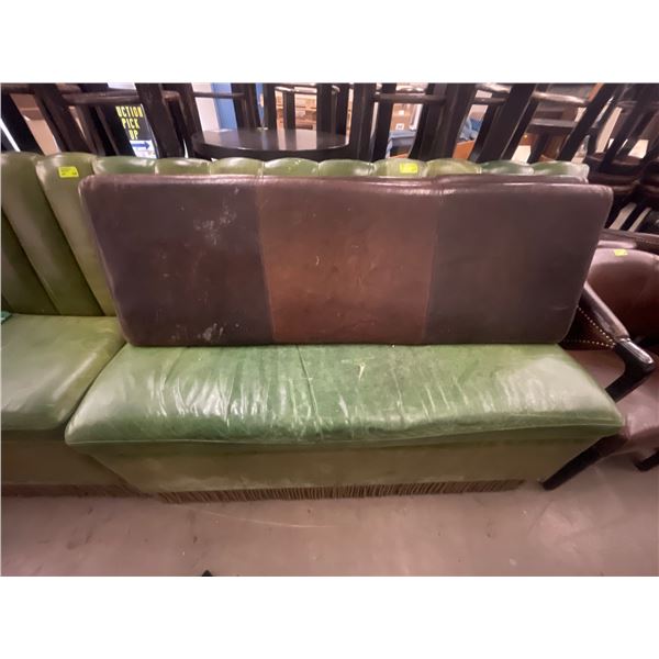 Vintage Green Leatherette Straight Banquette Bench - Upholstery needs a little love