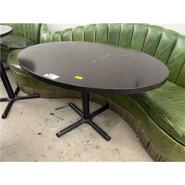 Commercial Grade Oval Dining Table with Black Wood Top and Heavy Metal Base (36" x 54" x 31" tall)
