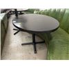 Image 2 : Commercial Grade Oval Dining Table with Black Wood Top and Heavy Metal Base (36" x 54" x 31" tall)