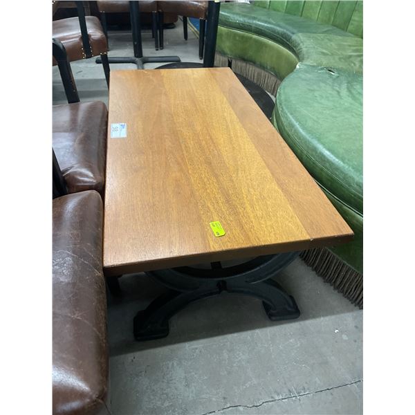 Solid Wood Topped Coffee Table with Cast Iron  Base (24" x 48" x 17" tall)