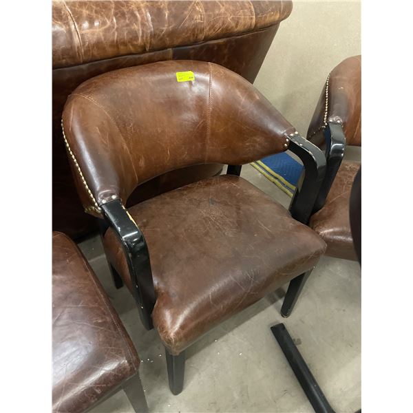 2 Vintage Brown Leather Pub Chairs with Nail Head Detail - Very solid  furniture