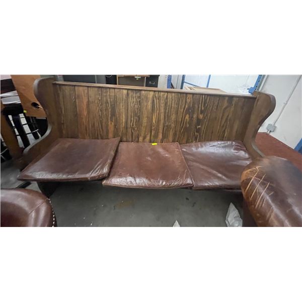 High Back Pew Style Wood Bench Seat * 82" long and 44" tall at the back