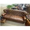 Image 1 : Brown Distressed Leather Sofa with Rolled Arms - 8' long