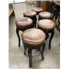 Image 1 : Set of 6 Vintage 29" Pub Stools with Brown Leather Tops and Nail Head Detail - Very Sturdy Wood Legs