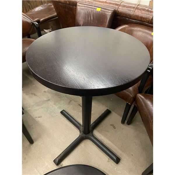 Black Wood Topped Pub Table with Metal  Base (36 tall x 24" diameter)