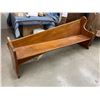 Image 1 : Vintage Wood Church Pew with Carved Cross Detail on the Ends (89" long x 35" tall at the sides) Need