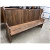 Image 1 : High Back Pew Style Wood Bench Seat * 82" long and 44" tall at the back