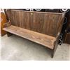 Image 2 : High Back Pew Style Wood Bench Seat * 82" long and 44" tall at the back