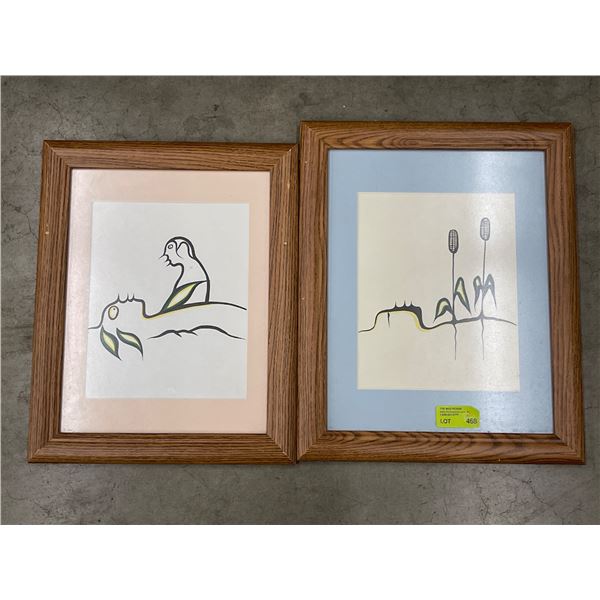2 Wood Framed First Nations Prints (Frame sizes are 13" x 17")