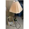 Image 1 : Table Lamp and Vintage Mirror with Easel Back (Mirror is 10" x 12")