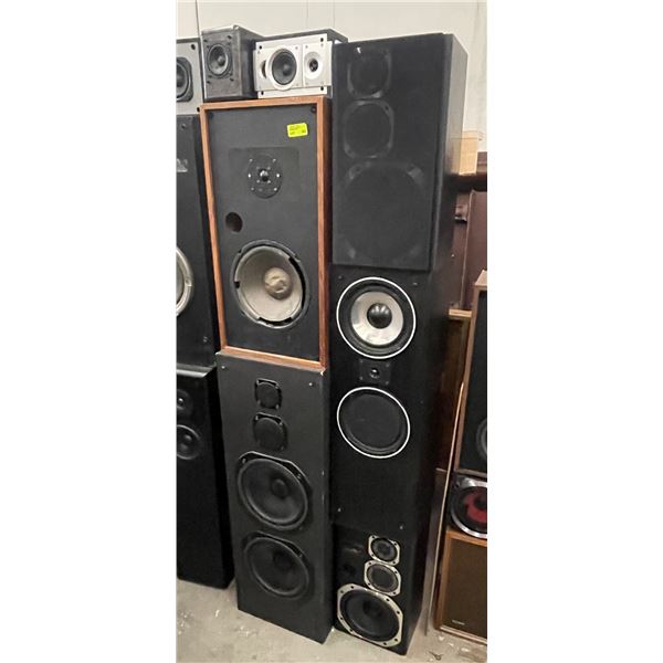 Tower of Assorted Speakers Bolted Together