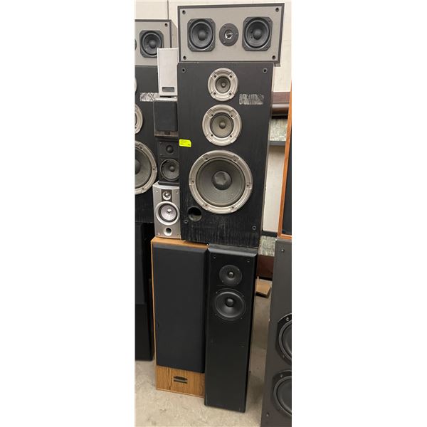Tower of Assorted Speakers Bolted Together