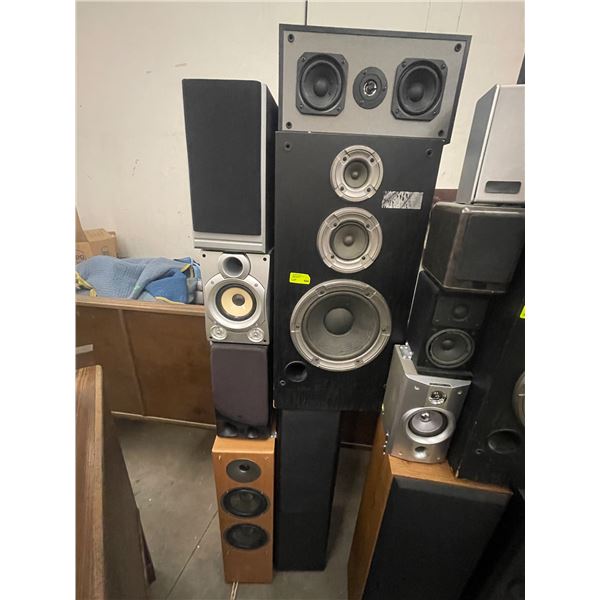 Tower of Assorted Speakers Bolted Together