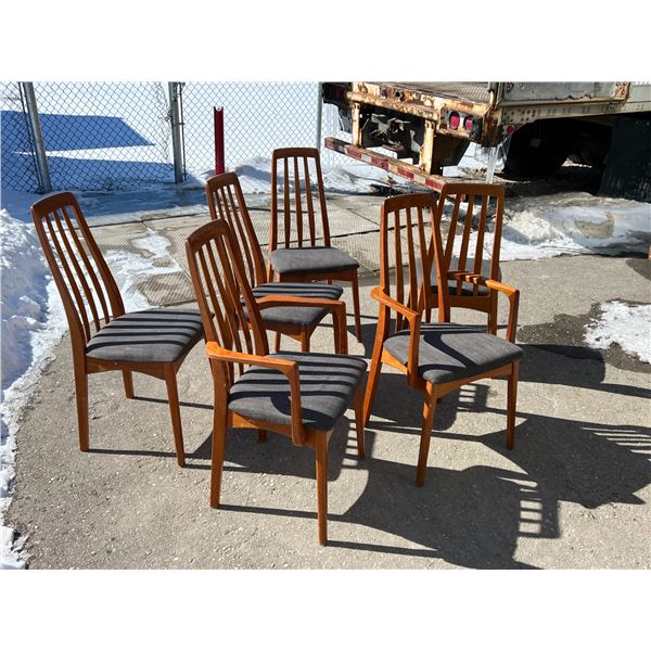 6 Swedish Teak Dining Chairs - Svegards - 2 with arms, 4 no arms - see all photos