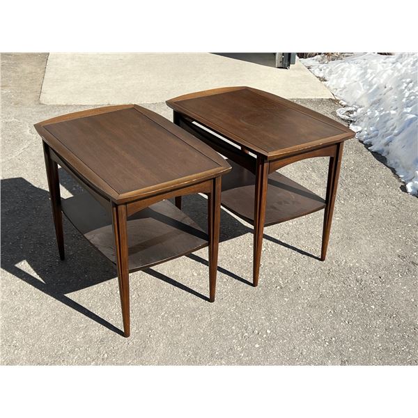 2 Mid Century Walnut Side / End Tables - Approx: 28 x 18 & 22.5"T