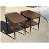 Image 1 : 2 Mid Century Walnut Side / End Tables - Approx: 28 x 18 & 22.5"T