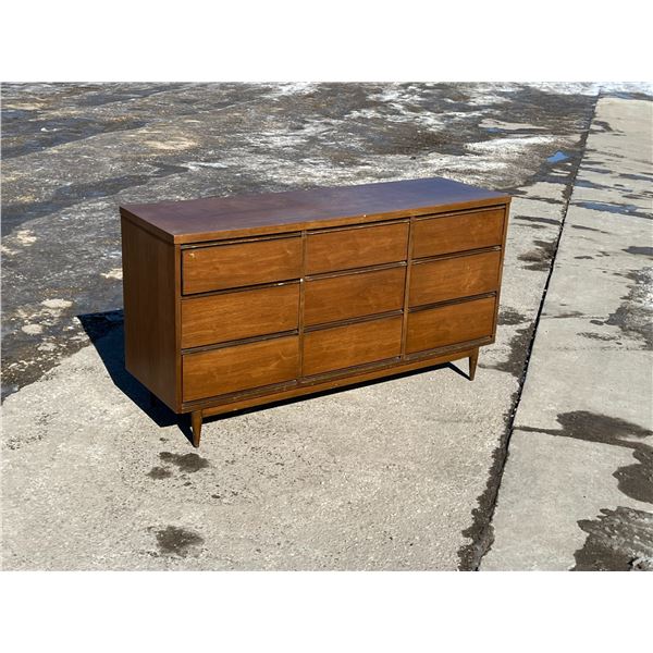Mid Century 9 Drawer Lowboy Dresser - Approx: 58x18 & 31.25"T