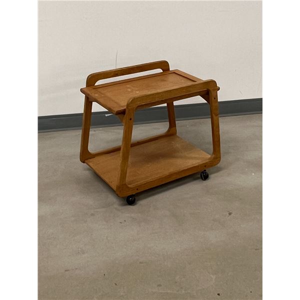 Mid Century Teak Bar Cart / Side Table (Removeable Top) on casters Approx: 24.5x16 & 21"T