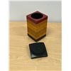 Image 3 : Canadian (Montreal) Touchwood Trinket Storage Box with Lid Approx: 3x3 & 6"T