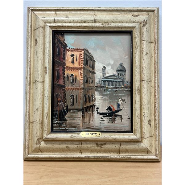 Original Antonio De Vity Venice Scene Small Frame approx: 13.5x15.5"