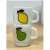 Image 1 : 2 Fire King Super Fruit Pattern Stacking Coffee Mugs
