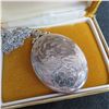 Image 1 : Sterling locket and 20"chain.  Beautiful large vintage locket!   Both marked STERLING