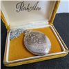 Image 2 : Sterling locket and 20"chain.  Beautiful large vintage locket!   Both marked STERLING