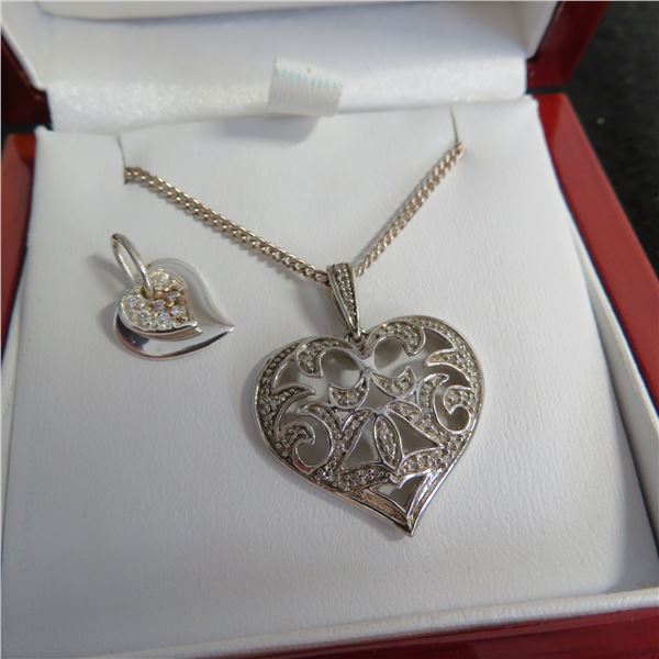 925 chain with two heart pendants.  Perfect Mother's Day gift idea!  All marked 925