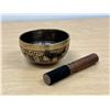 Image 1 : Hand Hammered Acid Etched Brass Singing Bowl with Striker 4"