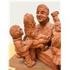 Image 2 : Edy Cherniack Terracotta Sculpture (Family Scene on Wooden Base) Base: 10x7" & 9.5"T