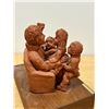 Image 3 : Edy Cherniack Terracotta Sculpture (Family Scene on Wooden Base) Base: 10x7" & 9.5"T