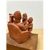 Image 4 : Edy Cherniack Terracotta Sculpture (Family Scene on Wooden Base) Base: 10x7" & 9.5"T