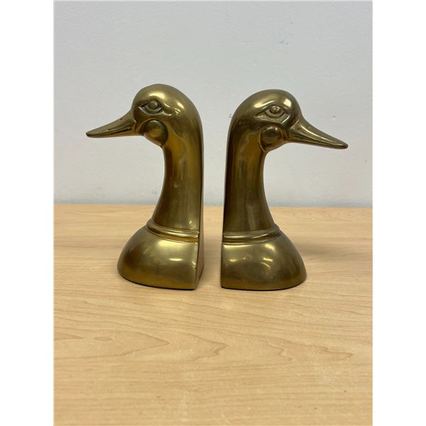 2 Brass Figural Duck Bookends 6.25"T