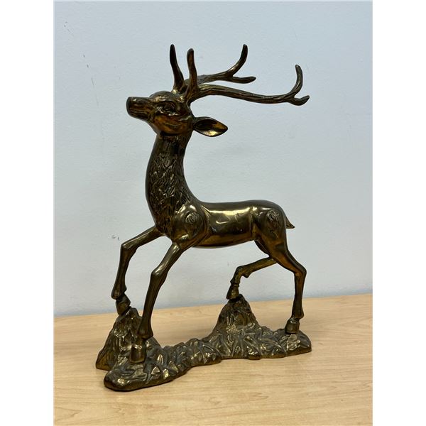 Large Brass Figural Deer Statue - Approx: 14.5"T 10"W