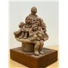 Image 1 : Edy Cherniack Terracotta Sculpture (Family Scene on Wooden Base) Base: 8x6" & 11"T