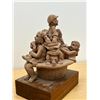 Image 5 : Edy Cherniack Terracotta Sculpture (Family Scene on Wooden Base) Base: 8x6" & 11"T