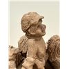Image 9 : Edy Cherniack Terracotta Sculpture (Family Scene on Wooden Base) Base: 8x6" & 11"T