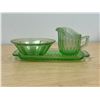 Image 2 : 3 Pc Green Depression Glass - mixed lot - Kellogg's Bowl - Tray approx 9.5" (see photos)