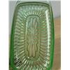 Image 5 : 3 Pc Green Depression Glass - mixed lot - Kellogg's Bowl - Tray approx 9.5" (see photos)