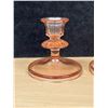 Image 2 : 2 Pink Depression Glass Candle Holders 3.5"T