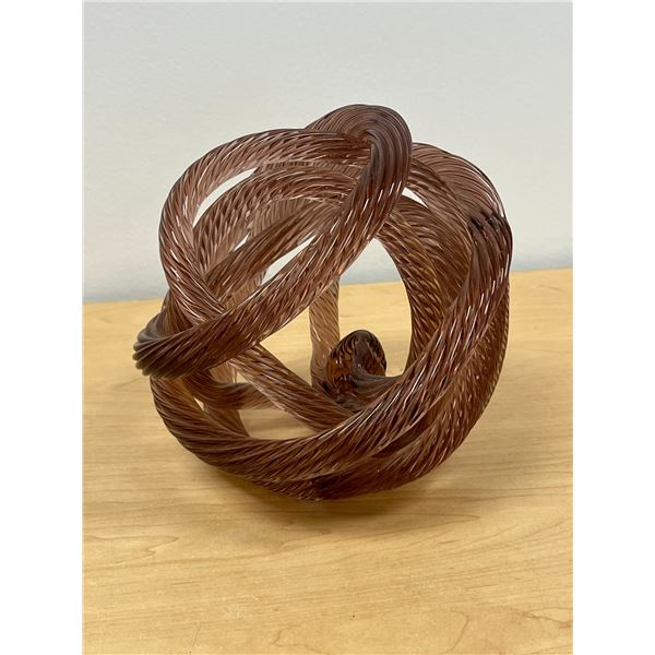 Art Glass Rope Knot Sculpture - Approx: 8"W 7.25"T