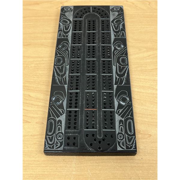 Canadian Handmade West Coast Haida Theme Cribbage Crib Board 11.5x4.75"