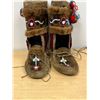Image 1 : Leather Beaded with Fur Mukluks - foot approx: 9.75x3.75" & 12" tall (see all photos)