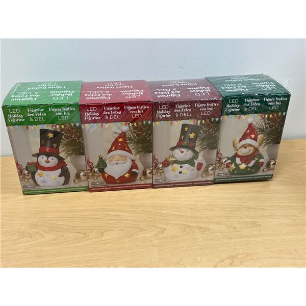 4 New Sealed LED Holiday Figures