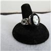 Image 3 : 925 Ring with black stone.  Beautiful heavy ring, approx size 8.  Marked 925