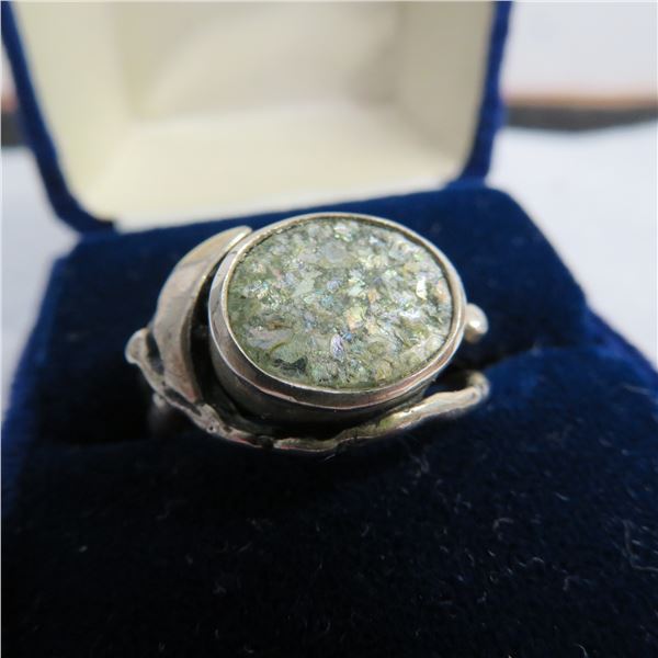925 Ring with green stone.  Very nice ring, approx size 8.  Marked 925