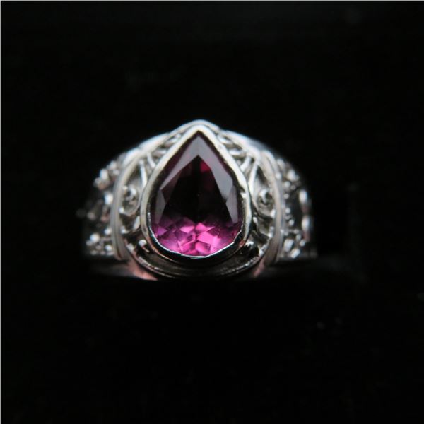 925 Ring with pink stone - see description and photos