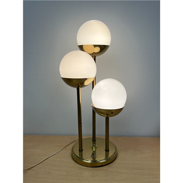 AS IS Brass Table Lamp with Glass Globes (one globe is wrong, see photos) 23.5"T