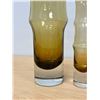 Image 2 : 2 Vintage Yellow Bamboo Style Art Glass Vases - tallest 10"